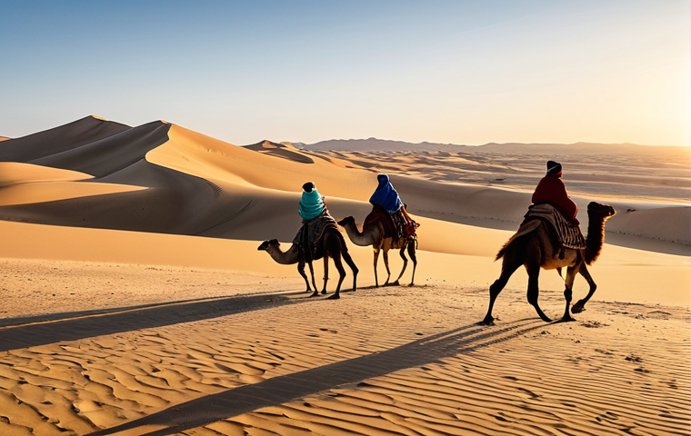 **
"A film crew shooting a scene in the Gobi Desert at sunset. Towering sand dunes, camels, and traditional Mongolian clothing. Wide shot capturing the vast landscape. Warm, golden light. Fully clothed actors, appropriate content, safe for work, perfect anatomy, natural proportions, professional, modest, family-friendly."
**