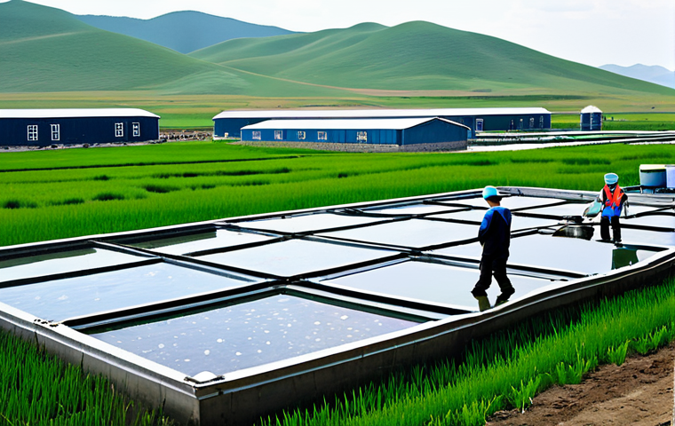 몽골 수산업 발전 현황 - "A panoramic view of Lake Khuvsgul in Mongolia, with a local fisherman in traditional clothing casti...
