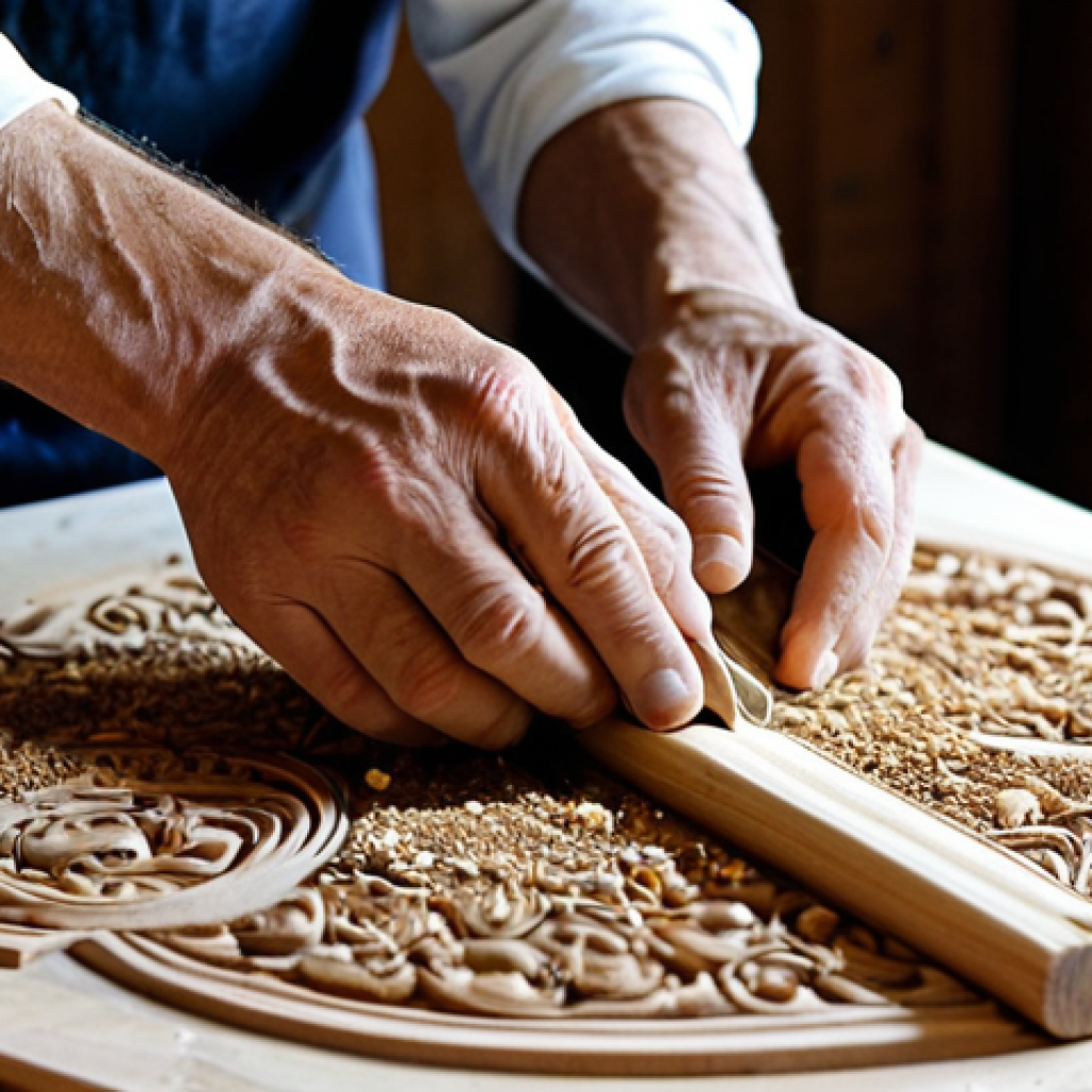 몽골 전통 악기 마린후르 - The Craftsmanship**
"Close-up of a craftsman's hands meticulously carving the horsehead scroll of a...