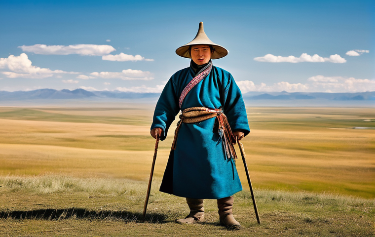 몽골의 유목민 장비 - **Prompt:** A cozy and authentically decorated interior of a Mongolian ger at dusk. The central wood...