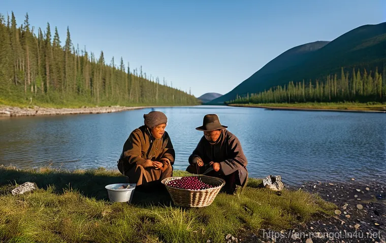 몽골 지역별 주요 식재료 - **Gobi Desert Resourceful Cooking:** A resilient Gobi nomadic family (a man and a woman, both modest...