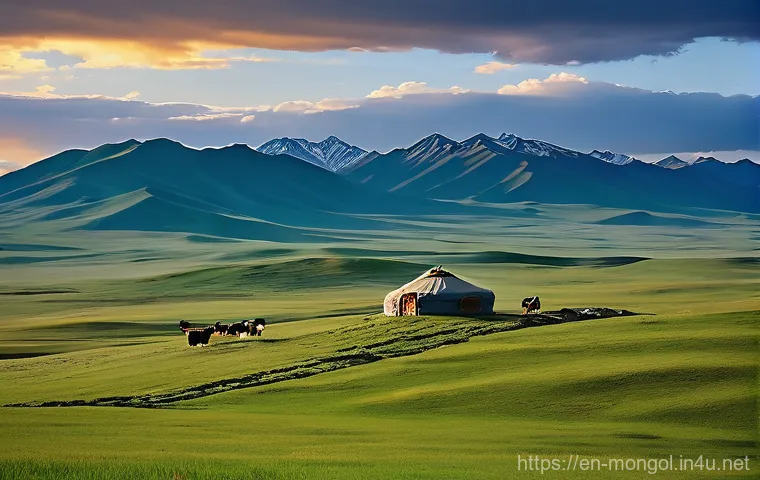 몽골의 유명 작가 - **"Global Vision, Mongolian Heart"**: A symbolic split image representing Dashdorjiin Natsagdorj's s...
