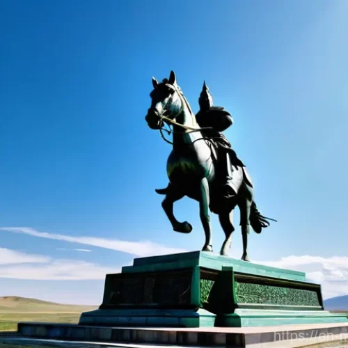 Home 23 몽골의 주요 기념비 - **A majestic, wide-angle view of the Genghis Khan Equestrian Statue in Tsonjin Boldog, Mongolia.** T...