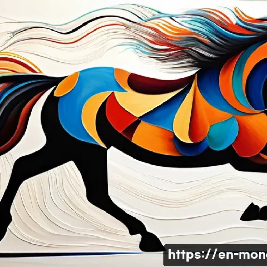 몽골 현대 예술의 주요 주제 - A dynamic contemporary painting capturing the spirit of Mongolian nomadic culture, featuring an abst...