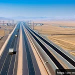 Home 19 몽골 경제 성장 요인 - A panoramic view of Mongolia’s modern transportation infrastructure featuring newly constructed high...